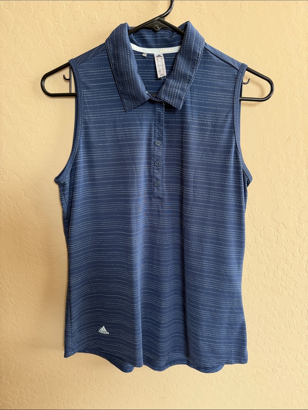 adidas Women’s Sleeveless Golf Shirt/Polo in Navy with Micro Stripe